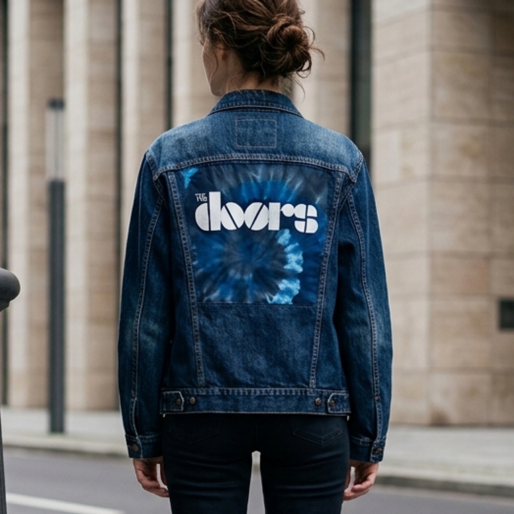 UNISEX CUSTUM THE DOORS Levi's Classic Blue Denim Jacket SZ MED-LG